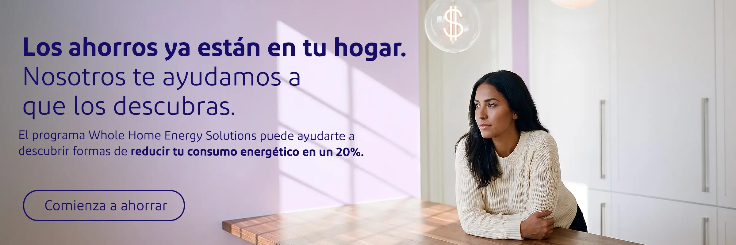 Los ahorros ya están en tu hogar. Norotros te ayudamos a que los descubras. El programa Whole Home Energy Solutions puede ayudarte a descubrir formas de reducir tu consumo energético en un 20%.